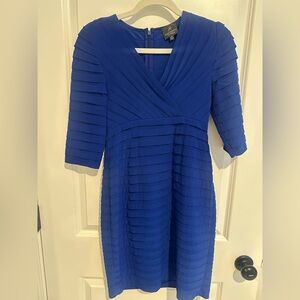 Cobalt blue long-sleeve fitted dress